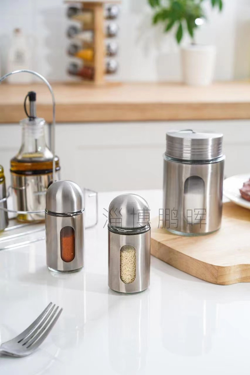 Stainless Steel Salt Pepper Oil Vinegar Spice Jars Shaker Lids Home Kitchen Seasoning Weddings Great Restaurants Packaged Boxes