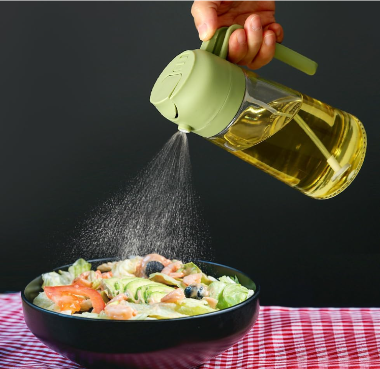 14.5oz Cooking Oil Spray 2 in 1 Glass Olive Oil Bottle for Kitchen & Cooking Use