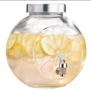 Lemon Shape Glass Cold Water Mason Jar Beverage Dispenser Glass Pitcher with Tap Spigot and Steel lid Drink Dispenser Mason Jar