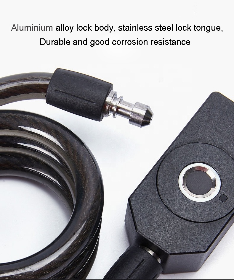 2020 Waterproof IP66 Fingerprint chain smart cable lock with key for bicycle motorcycle bike cycle electric scooter