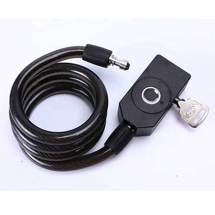 2020 Waterproof IP66 Fingerprint chain smart cable lock with key for bicycle motorcycle bike cycle electric scooter