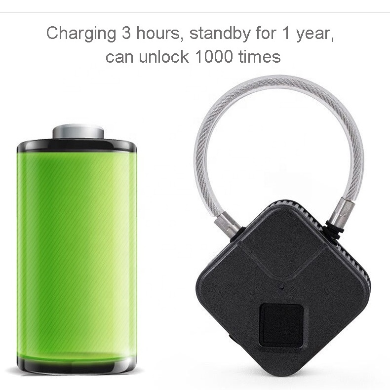 Outdoor Mini IP66 smart padlock Biometric Touch finger print pad lock for Luggage Travel Suitcase