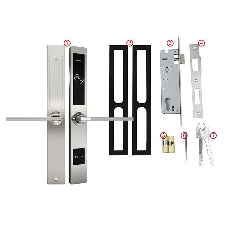 Euro style narrow Silm Broken Bridge Aluminum Door european Hotel Lock Rental Room Smart IC Card unlocking lock