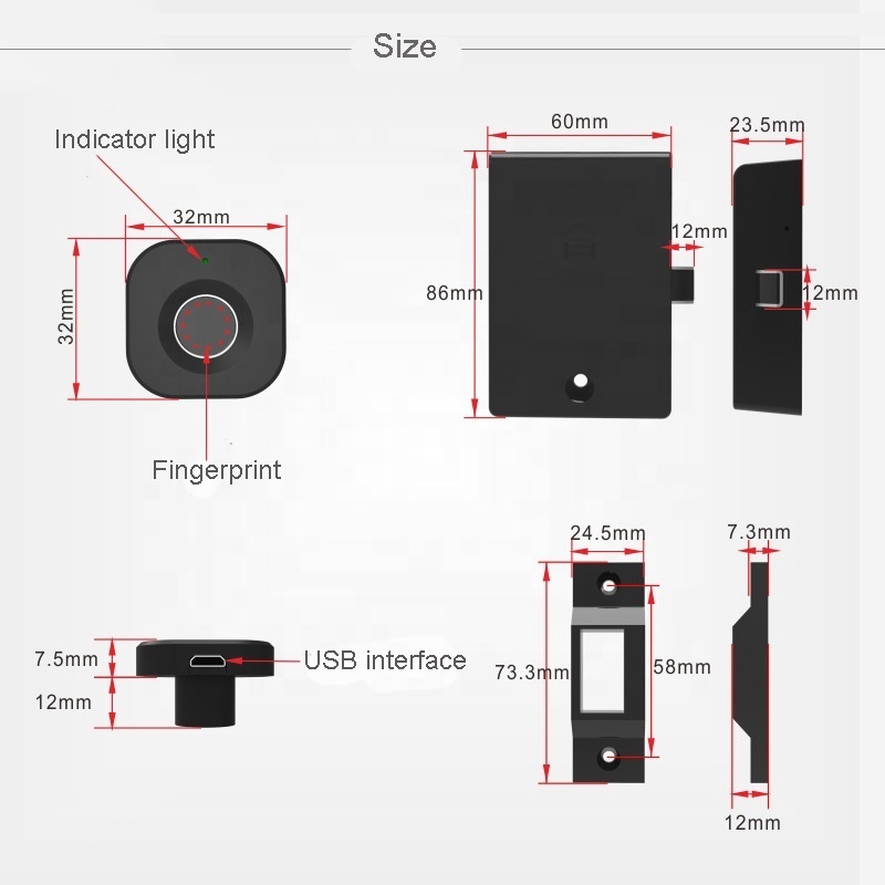 Cheap Intelligent Security Smart TUYA app drawer lock Storage file closet locker biometric fingerprint cabinet lock