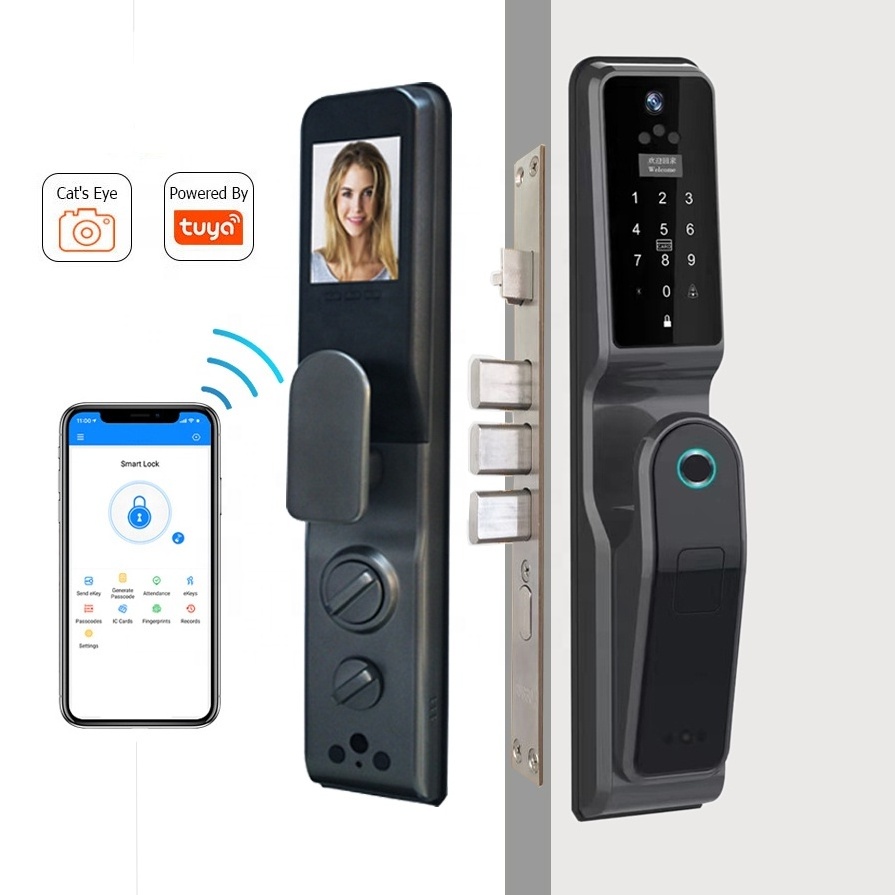 Front gate Automatic keyless electronic Smart APP TUYA WIFI digital fingerprint door lock with camera