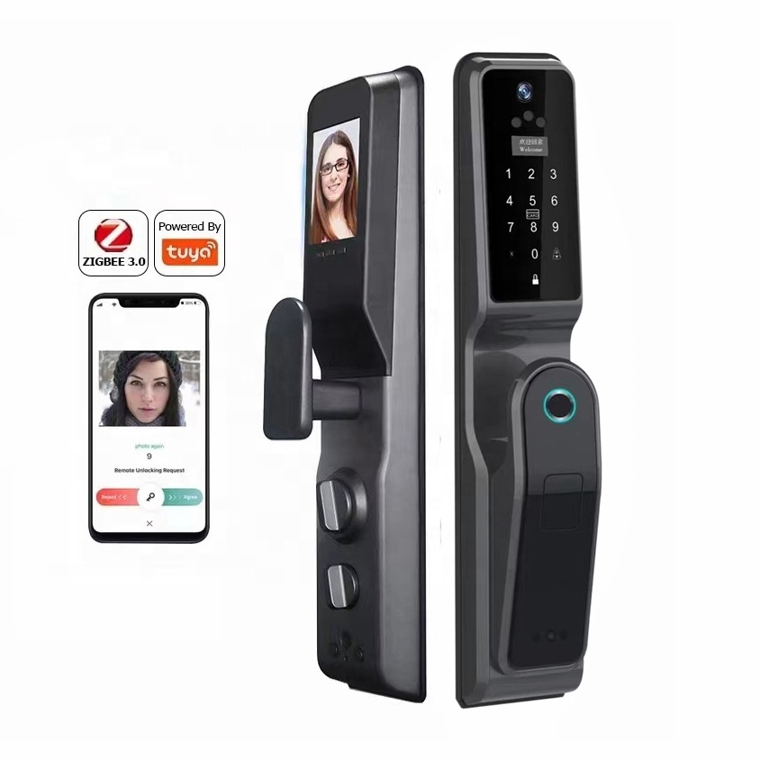 Front gate Automatic keyless electronic Smart APP TUYA WIFI digital fingerprint door lock with camera