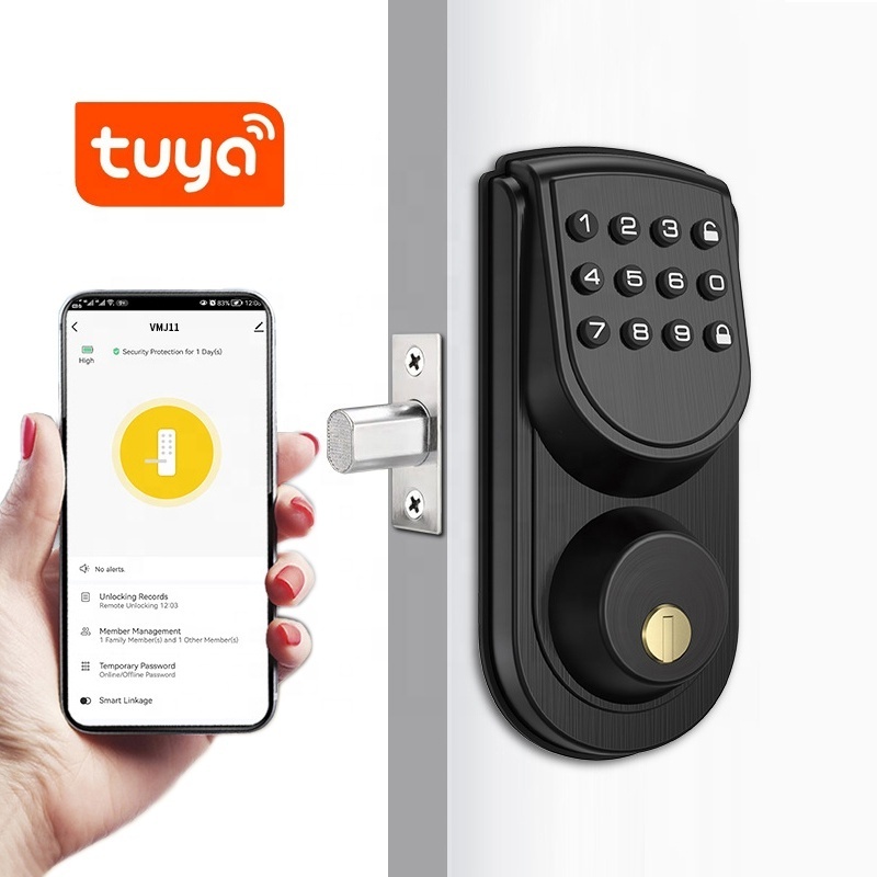 Home apartment wooden door USA standard Electronic Tuya App Smart Lock Digital Code lock with deadbolt