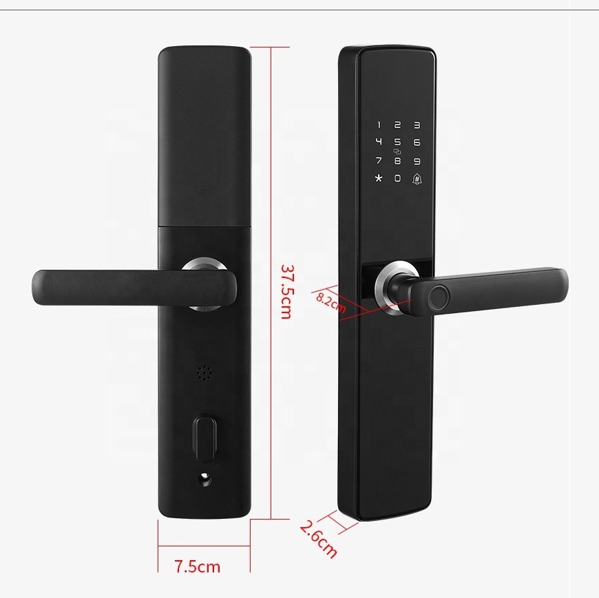 Aluminum alloy TUYA WIFI safe electric keyless digital electronic smart handle Biometric fingerprint door lock for home