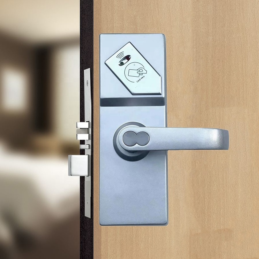 Luxury ANSI mortise USA Guesthouse Hostel RF key card digi lock 13.56Mhz MF Proximity smart Card door lock for hotel room door