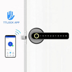 Indoor interior room security keyless digital smart lever handle fingerprint combination door lock with TTLOCK APP