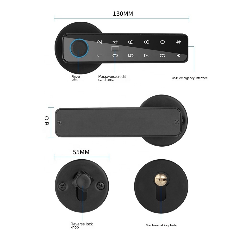 2024 new TUYA WIFI security keyless code digital smart lever split door lock electronic smart fingerprint lock with handle