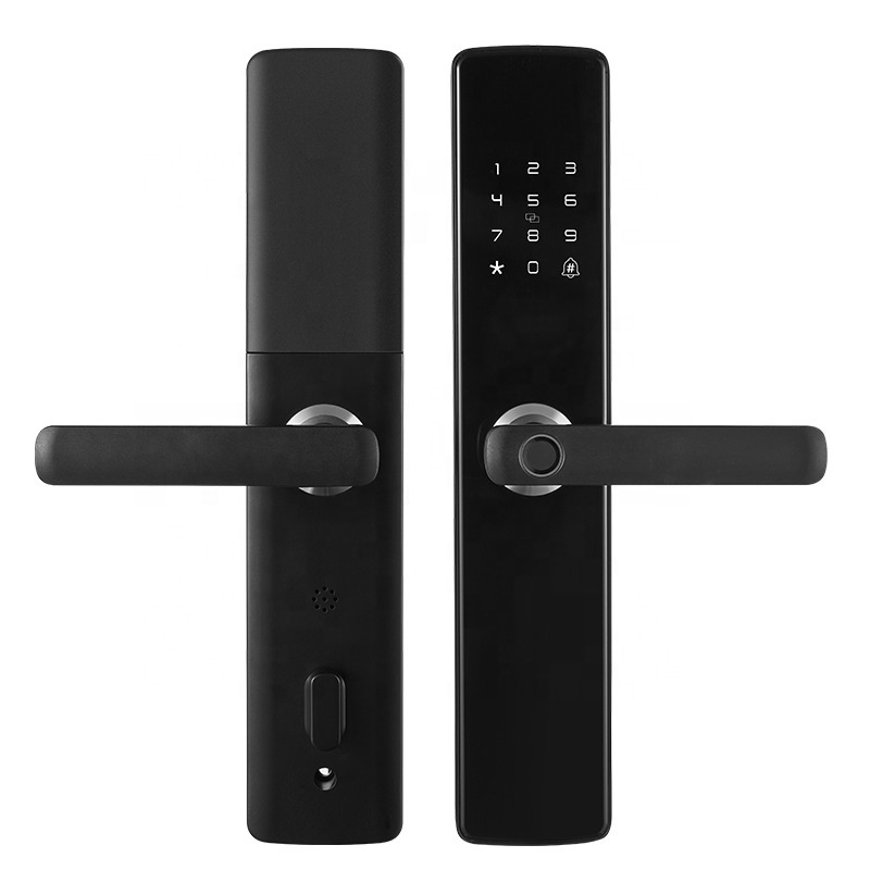 Aluminum alloy TUYA WIFI safe electric keyless digital electronic smart handle Biometric fingerprint door lock for home