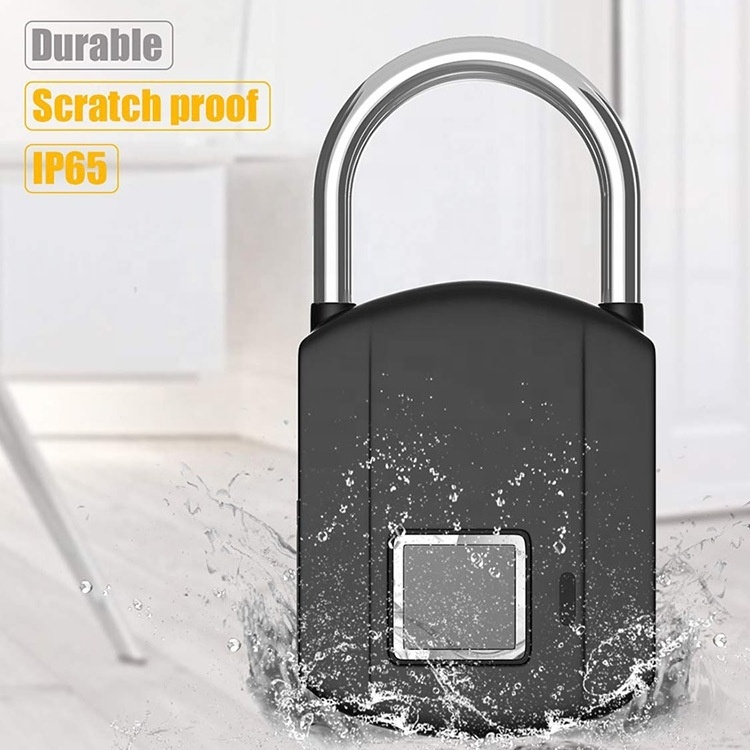 OEM IP65 Waterproof Smart electronic outdoor German Thumbprint fingerprint padlock lock with chargeable battery