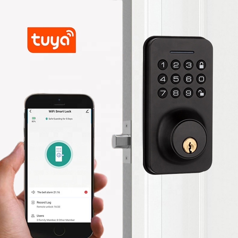 Intelligent USA Zinc Alloy electronic digital TUYA app wifi keypad keyless deadbolt smart code lock with tuya wifi