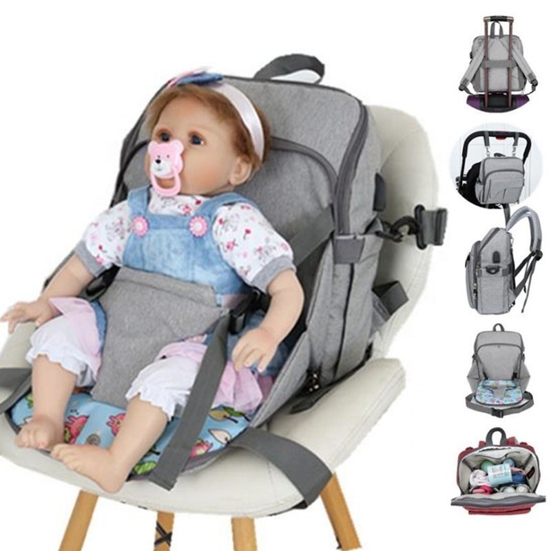 Multifunctional Mothers Travel Back pack Baby Changing Nappy Bag Bed USB charging Baby Diaper Bag backpack for Mummy