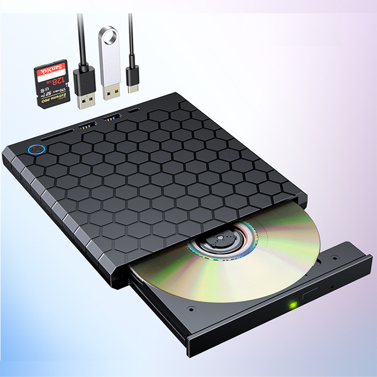 USB 3.0 External DVD Drive Portable CD/Dvd +/-Rw Drive Computer Hub, Can Read and Write 3.0U Disk/2.0U Disk/SD Card/TF Card