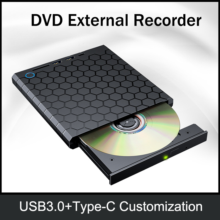 USB 3.0 External DVD Drive Portable CD/Dvd +/-Rw Drive Computer Hub, Can Read and Write 3.0U Disk/2.0U Disk/SD Card/TF Card