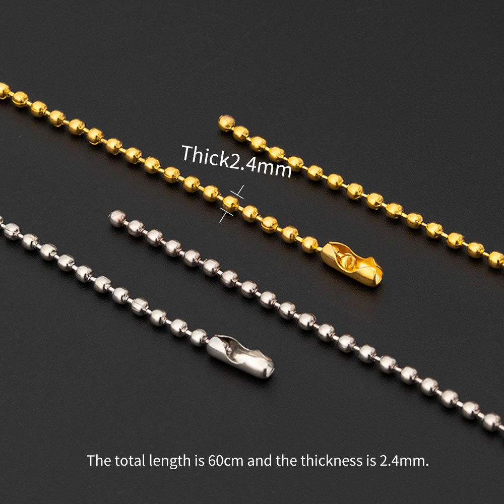 Length 60 CM Round Bead Chain 2.4 MM Diameter Plating  Stainless Steel Necklace Jewelry