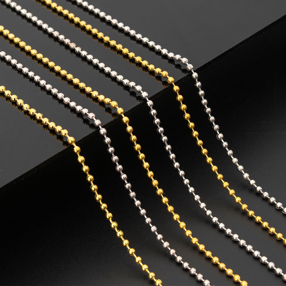 Length 60 CM Round Bead Chain 2.4 MM Diameter Plating  Stainless Steel Necklace Jewelry