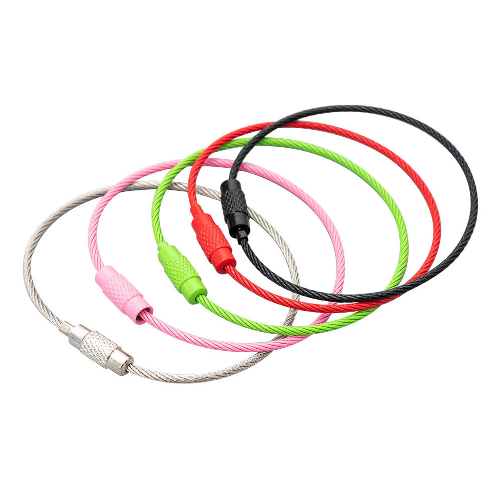 1.5Mm 5.9 Inch Colorful Coated Stainless Steel Wire Ring Keychains Aircraft Cable Key Ring Loops For Hanging Luggage Tags Twist