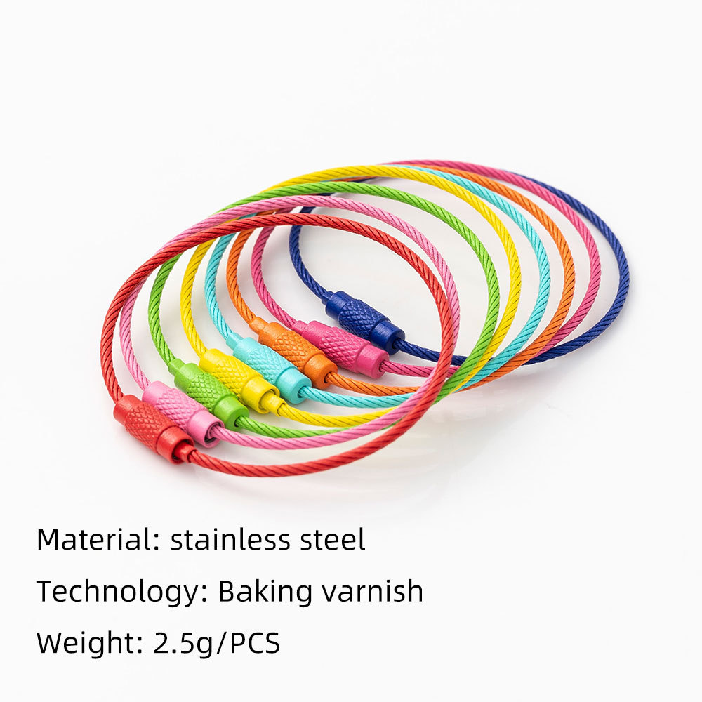 1.5Mm 5.9 Inch Colorful Coated Stainless Steel Wire Ring Keychains Aircraft Cable Key Ring Loops For Hanging Luggage Tags Twist