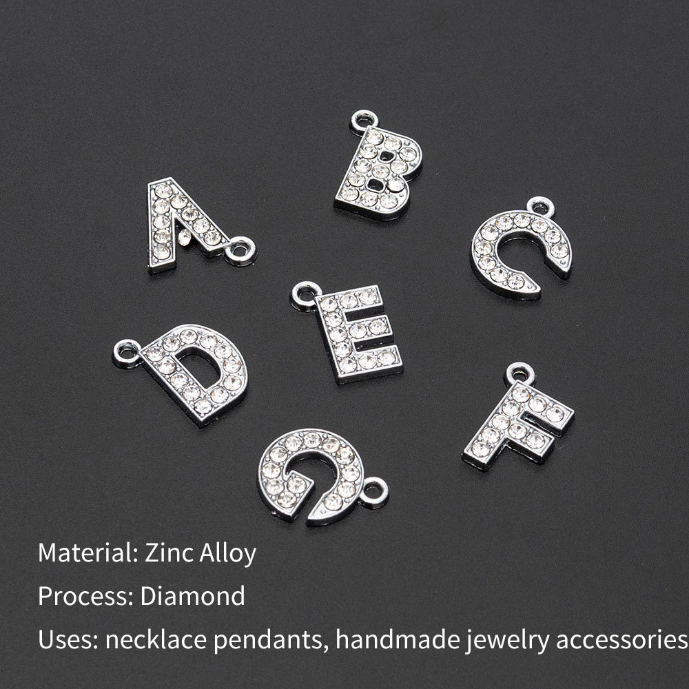 Manufactory Hip Hop Jewelry 26 Letters Beads Pendant zircon fashion zinc alloy metal alphabet  pendant charms custom diamond