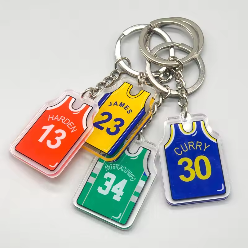 basketball team t-shirt jersey sport key chain basketball star Kobe lake team keychain soccer jersey keychain