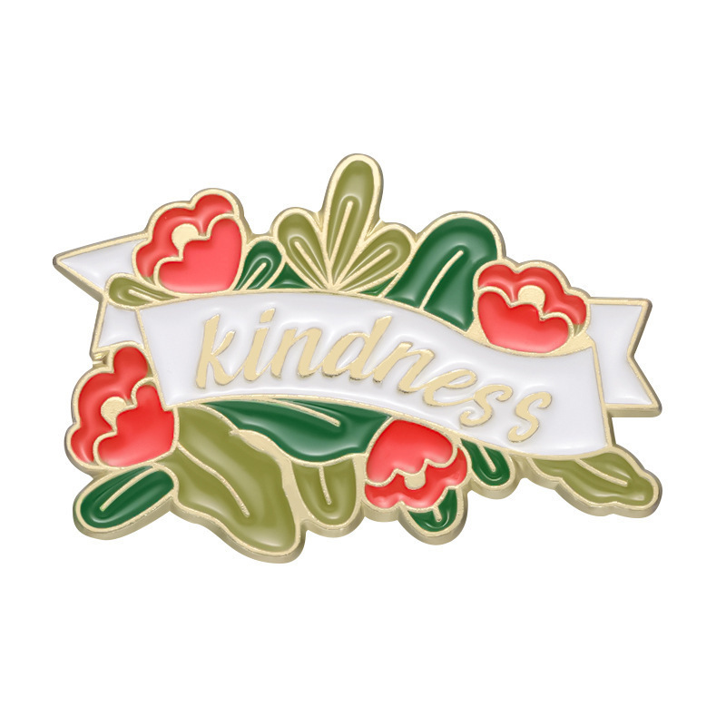 Mini MOQ Flower Series Enamel Pins Courage Kindness Persist Brooches Lapel Badge for Backpack, Clothes Funny Jewelry Gift