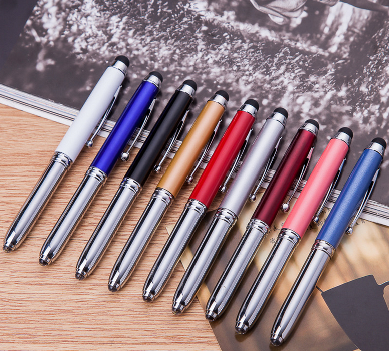 new Personalized Advertising Gifts Promotional Touch Screen Pen Led Flashlight Pens