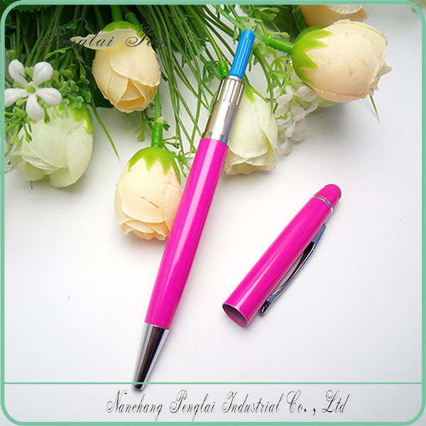 new capacitive Metal pink color tablet stylus with ball pen