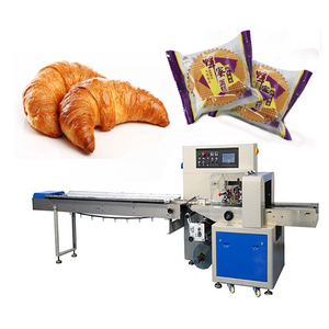 High quality automatic food pillow plastic pouch horizontal packing machine bread biscuit croissant flow packaging machine