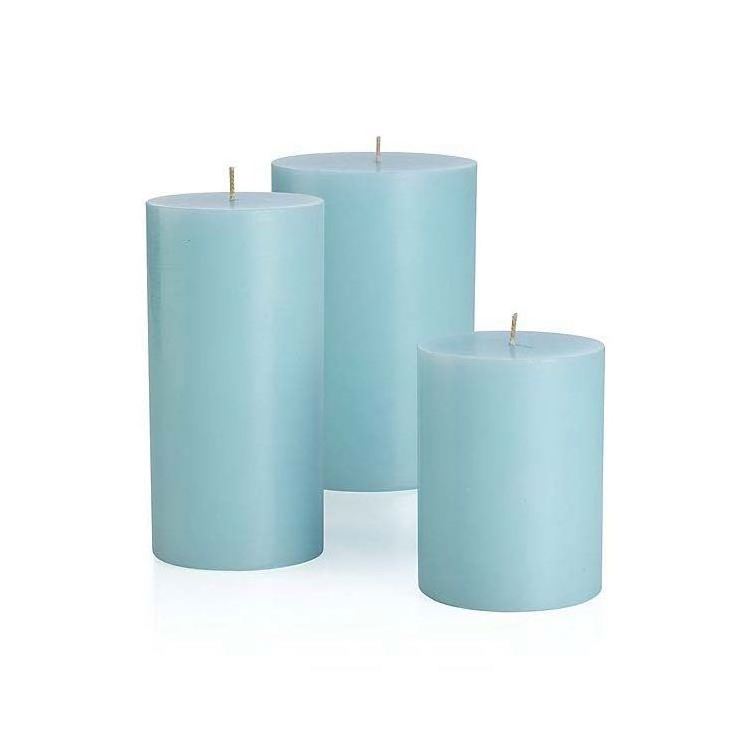 wholesale colored vanilla scented green pillar candles