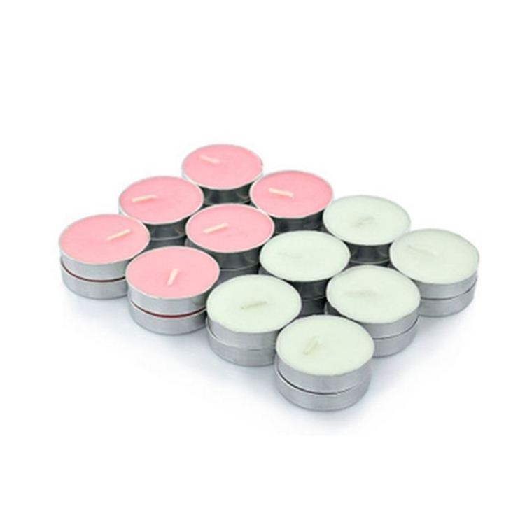 scented tea light candle with color label for party