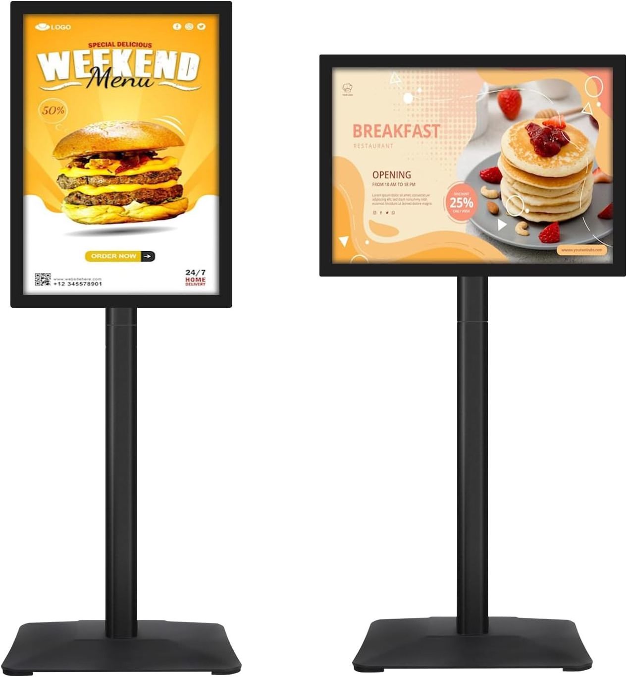 Floor Stand Sign Poster Display Stand Aluminum Standing Signs with Heavy-duty pedestal