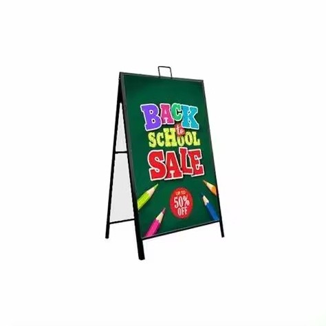 Outdoor steel Black A Frame 24x36 inch ron A board advertising display stand with a handle