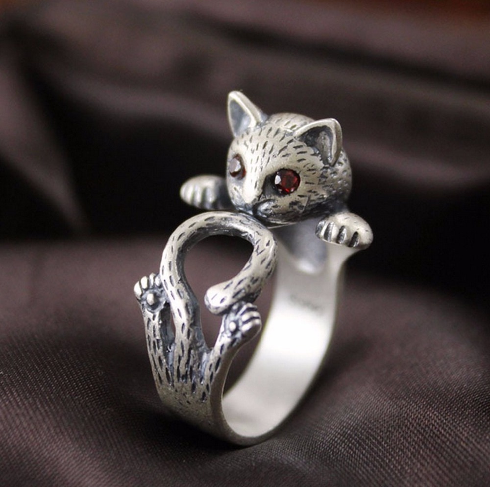 New Fashion Animal Cat Shape Zinc Hippie Vintage Anel Punk Kitty Wedding Rings Boho Chic Retro Cat Rings for Women Party Jewelry