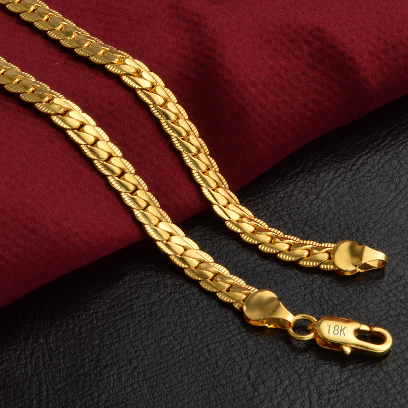 18K Yellow gold filled chain necklace for men and women 5mm*20 inch