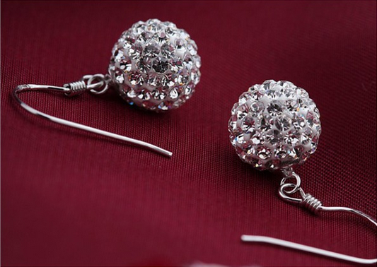 Free Shipping Hot Sale Platinum plated High Quality Full crystal ball earring Free Shipping Hot Sale Shambhala Earrings