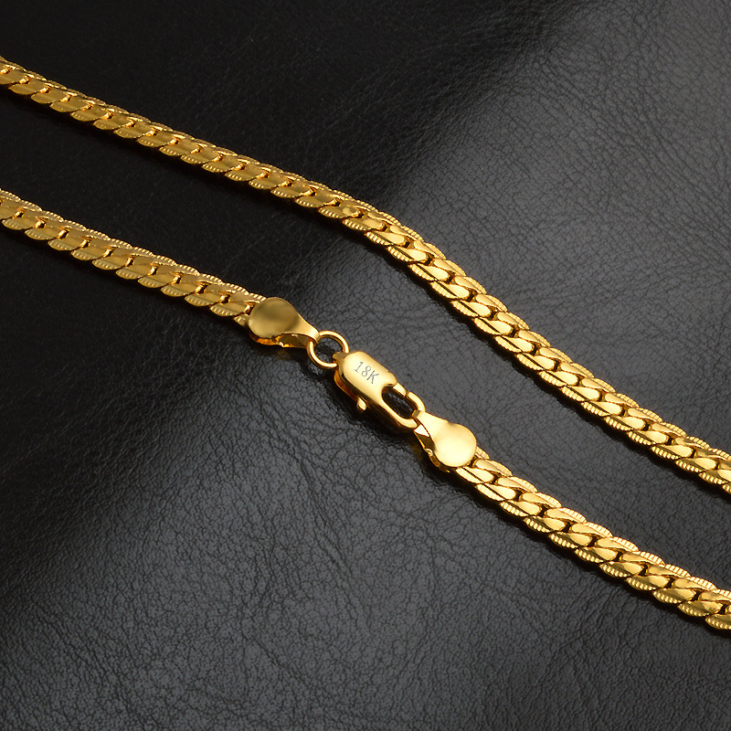 18K Yellow gold filled chain necklace for men and women 5mm*20 inch