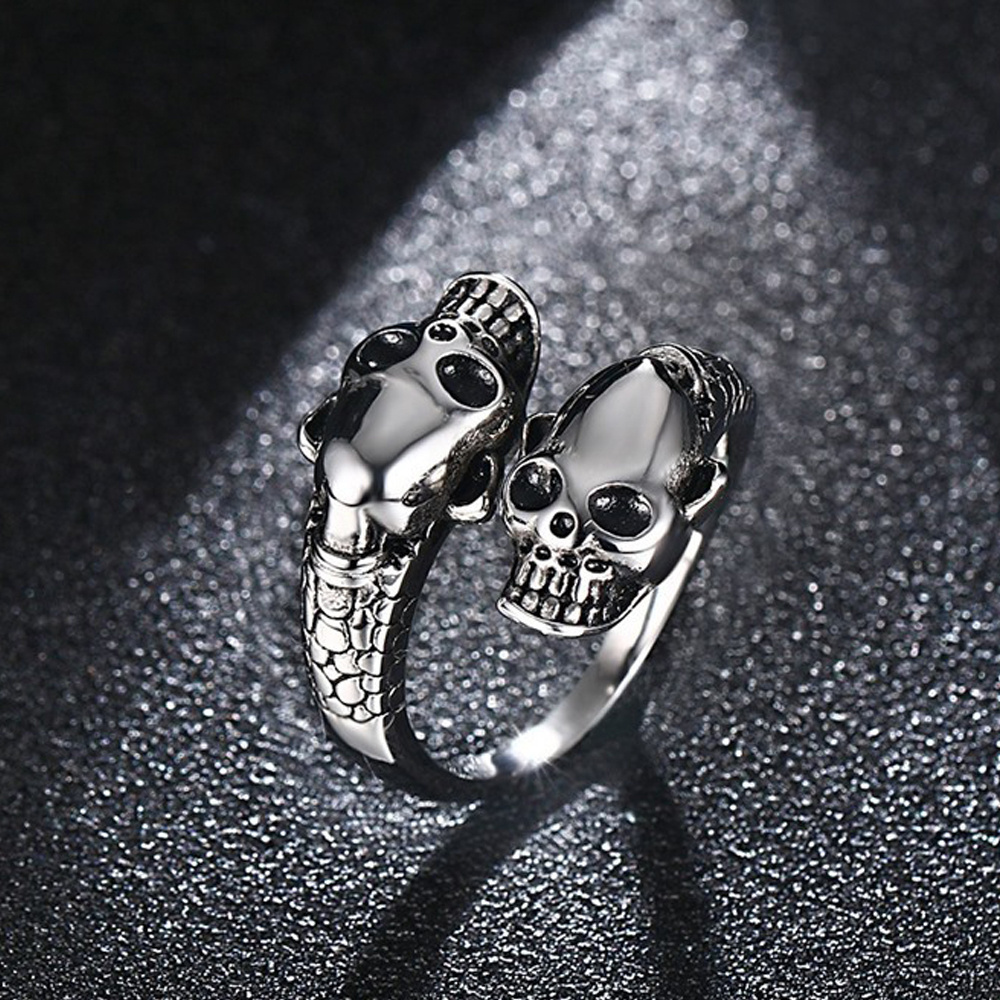 Stainless Steel Open Skull Ring Men's Ring