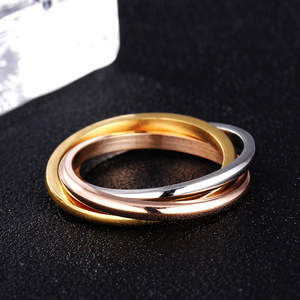 Stainless steel triple ring 18K couple ring