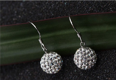 Free Shipping Hot Sale Platinum plated High Quality Full crystal ball earring Free Shipping Hot Sale Shambhala Earrings