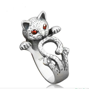 New Fashion Animal Cat Shape Zinc Hippie Vintage Anel Punk Kitty Wedding Rings Boho Chic Retro Cat Rings for Women Party Jewelry