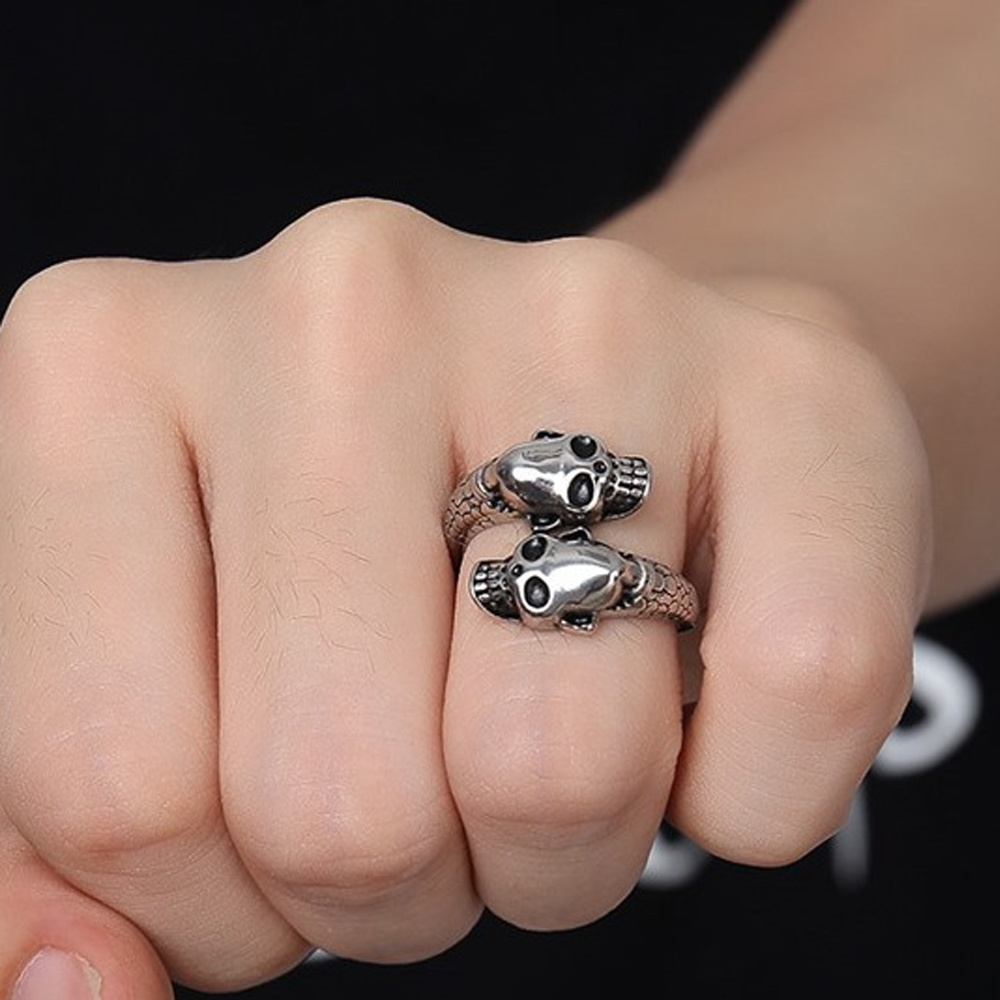 Stainless Steel Open Skull Ring Men's Ring