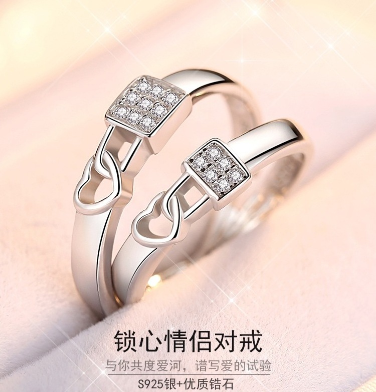 Fashion jewelry Love Lock Couple Ring for men and women