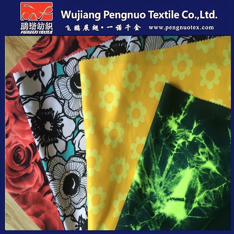 100% polyester micro fibre twill water print peach skin 75DX150D fabric with PA for beach shorts/swim pants fabric