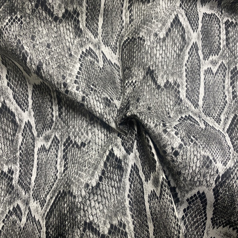 snake skin pattern printed leather fabric faux synthetic tool matte leather designer vinyl fabric for making bags and shoes