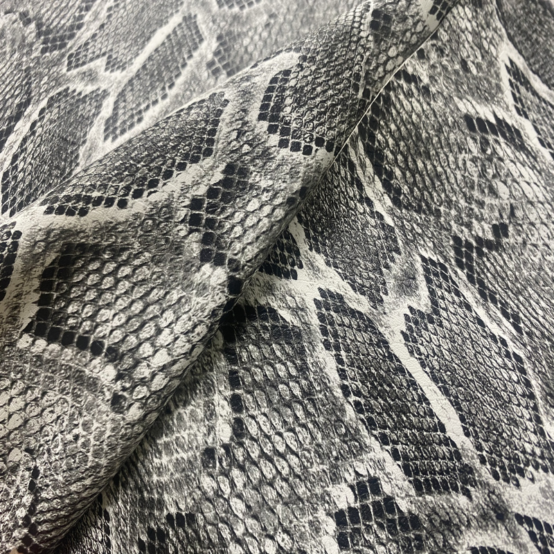 snake skin pattern printed leather fabric faux synthetic tool matte leather designer vinyl fabric for making bags and shoes