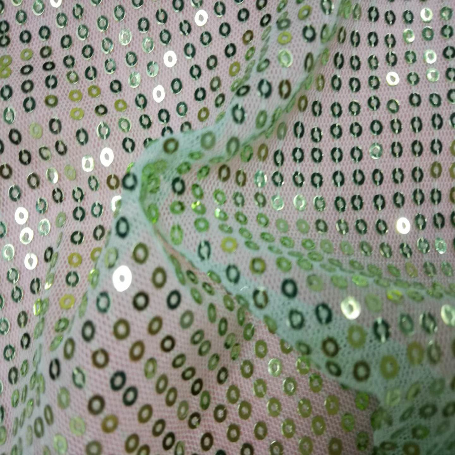 100% Polyester Sequin embroidery mesh fabric for latin dance wear dress wedding dress sequin beaded high performance fabric