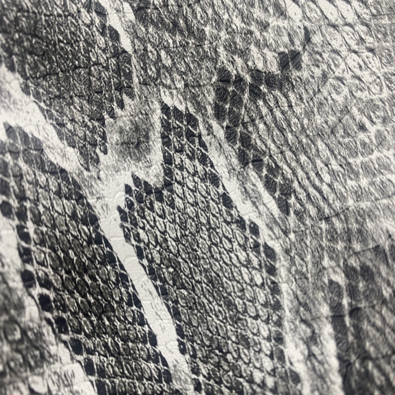 snake skin pattern printed leather fabric faux synthetic tool matte leather designer vinyl fabric for making bags and shoes